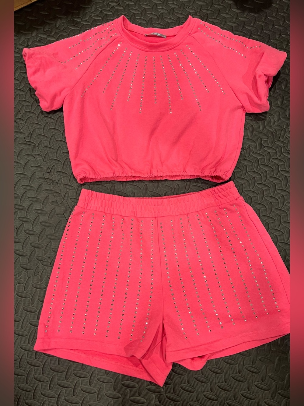 Women's Pink Studded Shorts Set